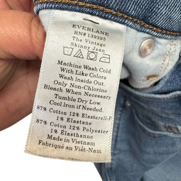 Everlane Vintage Skinny Jeans Women's 29 Raw Hem Button Fly Light Wash Denim - Picture 4 of 7